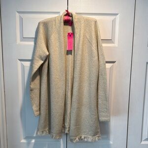 NWT Lilly Pulitzer Elegant Tatum Sequined Coconut Metallic Cardigan with Fringe